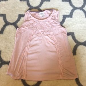 Lace accented blush tank top